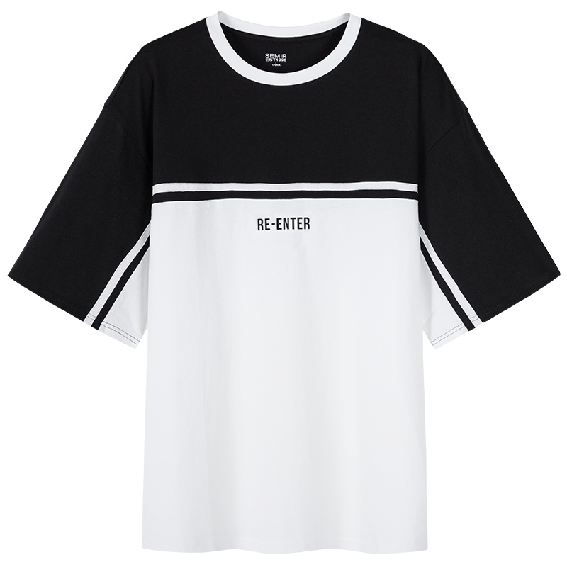 森马夏装短袖T恤男生印花潮牌纯棉宽松圆领打底衫时尚