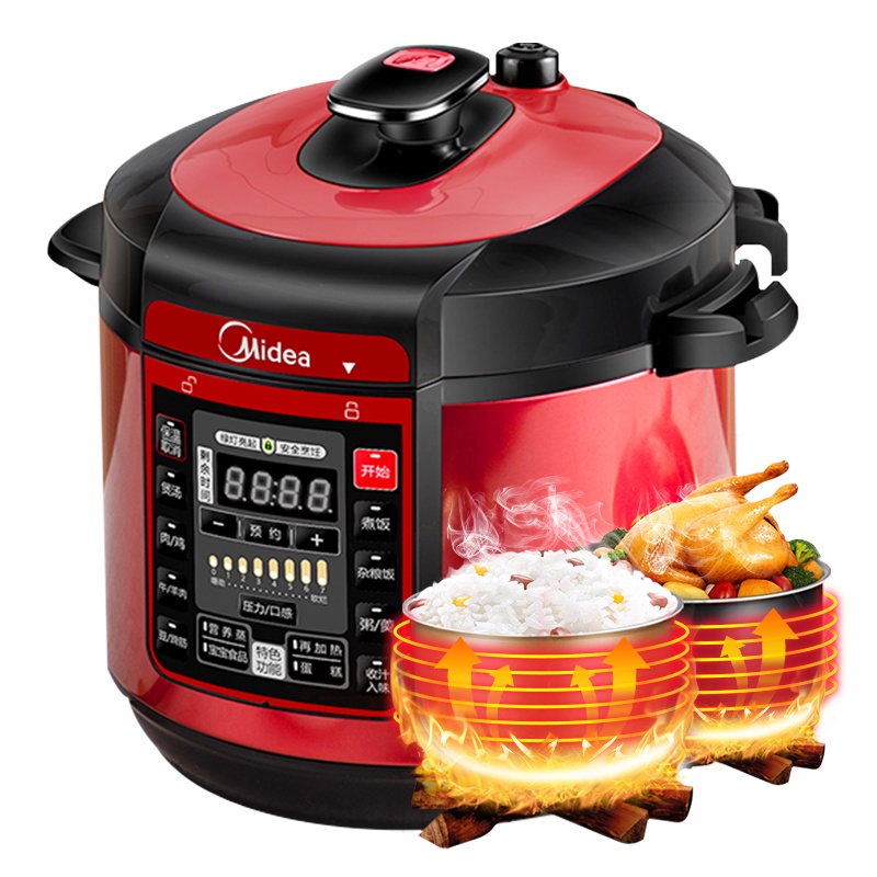 美的(Midea)电压力锅6升双胆大容量电高压锅家用多功能一键排气七段调压开盖收汁智能电压力煲WQC60A5
