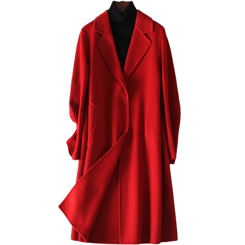 憨厚皇后海宁2020春季新款双面毛呢大衣女士流行长款羊毛呢子外套