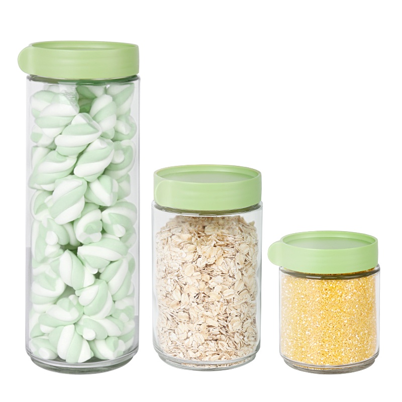 拜杰（Baijie）玻璃密封罐 玻璃瓶储物罐 3个装 奶粉茶叶储藏罐冰箱侧门保鲜收纳瓶 玻璃罐 三件套