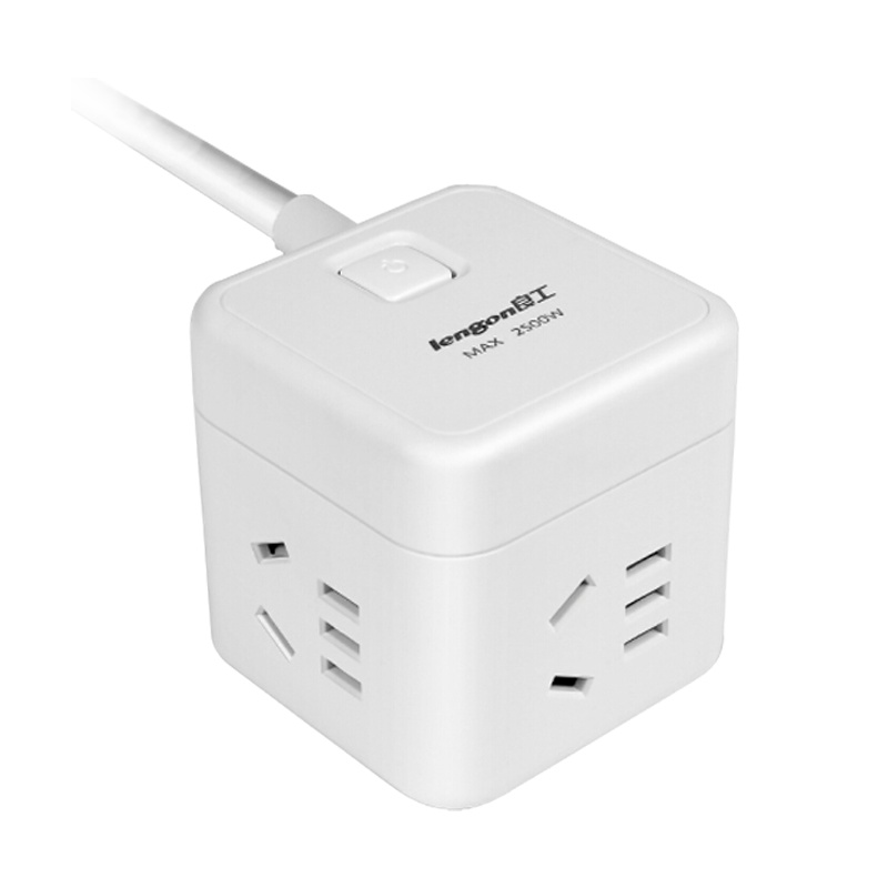 良工(lengon)1转4 1.68米加粗电缆线魔方插座电源插排插转换器新国标多功能带开关接线板