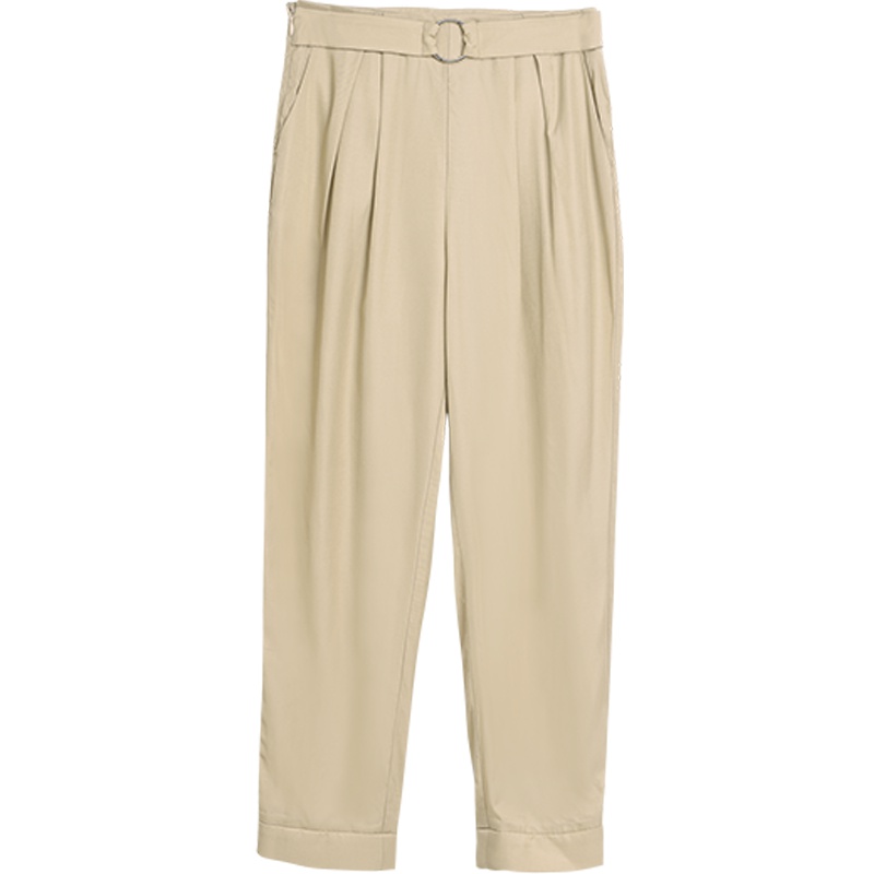 OSA欧莎卡其色休闲裤2019新款夏九分直筒裤子女西装裤宽松显瘦