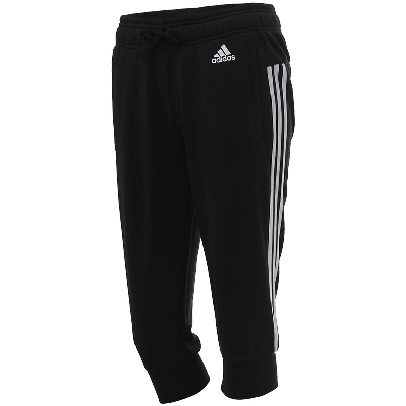 【自营】adidas阿迪达斯女子运动中裤夏季款运动服S97107 L S97107黑+白