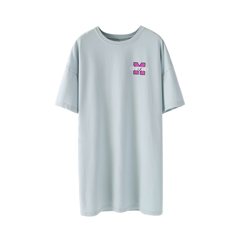 乌拉拉公主情侣睡衣夏纯色棉质舒适睡裙女短袖可外穿家居服套装男