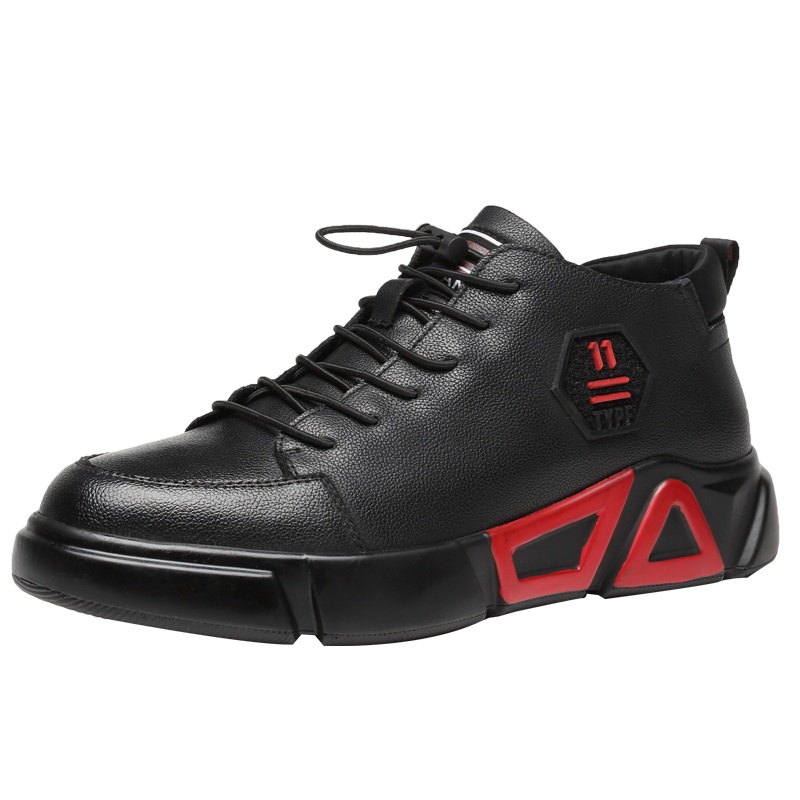 路易克思真皮男鞋秋季2019新款韩版百搭板鞋男黑色休闲鞋男士皮鞋子男潮鞋3687