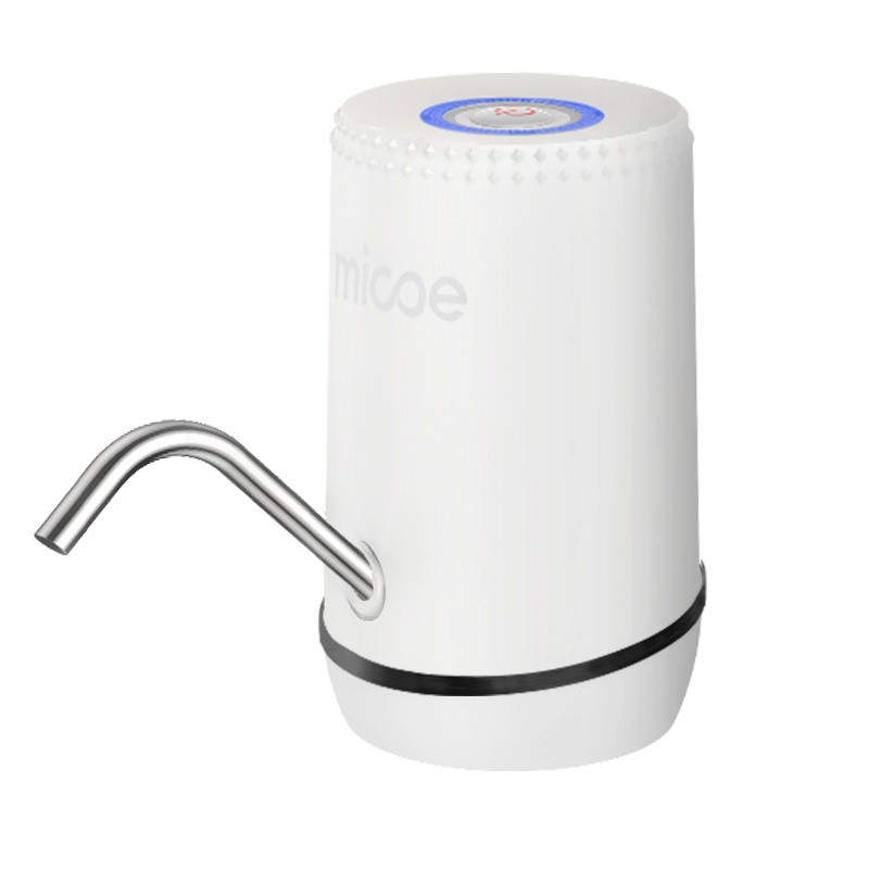 四季沐歌电动桶装水抽水器手压式家用大桶纯净饮用水抽水机小型按键处带提示灯款白色