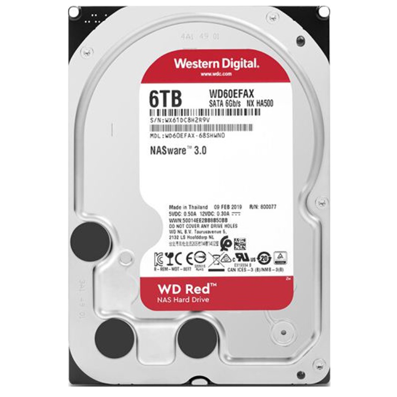 西部数据(WesternDigital)红盘 6TB SATA6Gb/s 256M 网络储存(NAS)硬盘(WD60EFAX)
