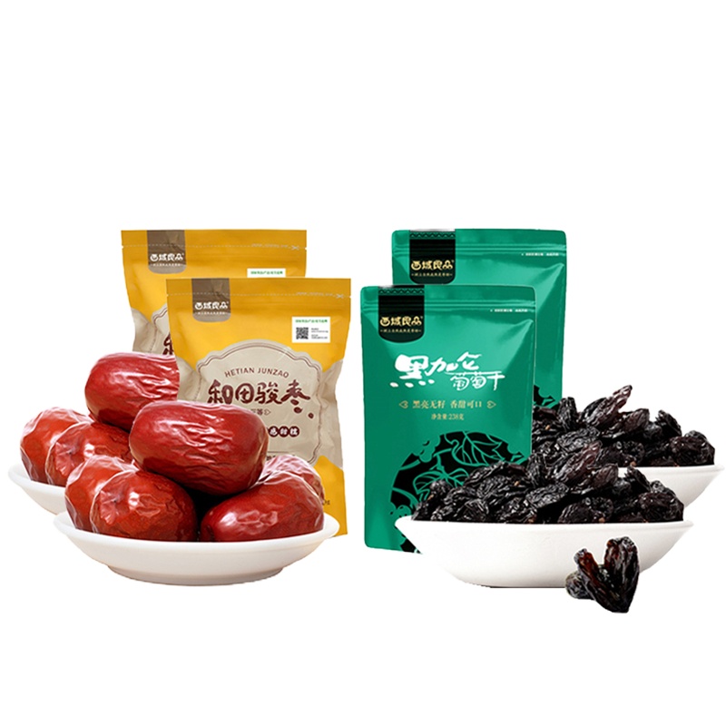 100档干果组合 (西域良品 黑加仑葡萄干238g*2袋+西域良品 和田挂干玉枣三级500g*2袋)