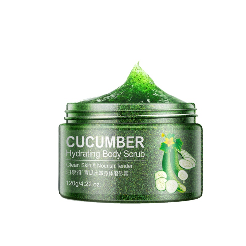泊泉雅青瓜水嫩身体磨砂膏 全身温和清洁角质死皮面部手足 化妆品凝露 女士学生 120g/瓶 1瓶装