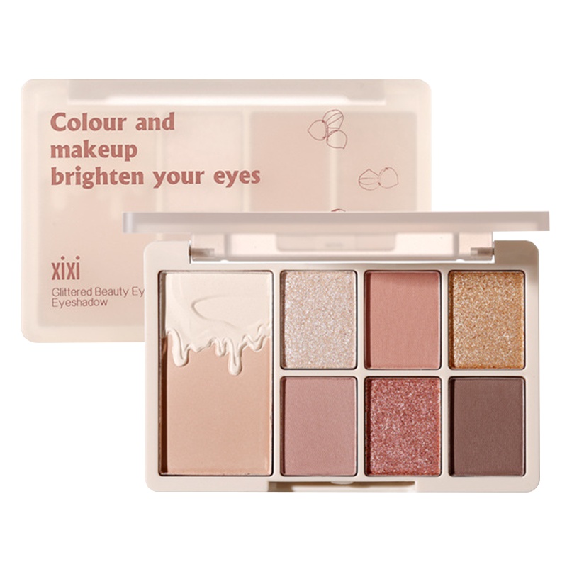 xixi柔光焕彩美眸七色眼影盘哑光珠光显色不飞粉不易晕妆杂奶栗子