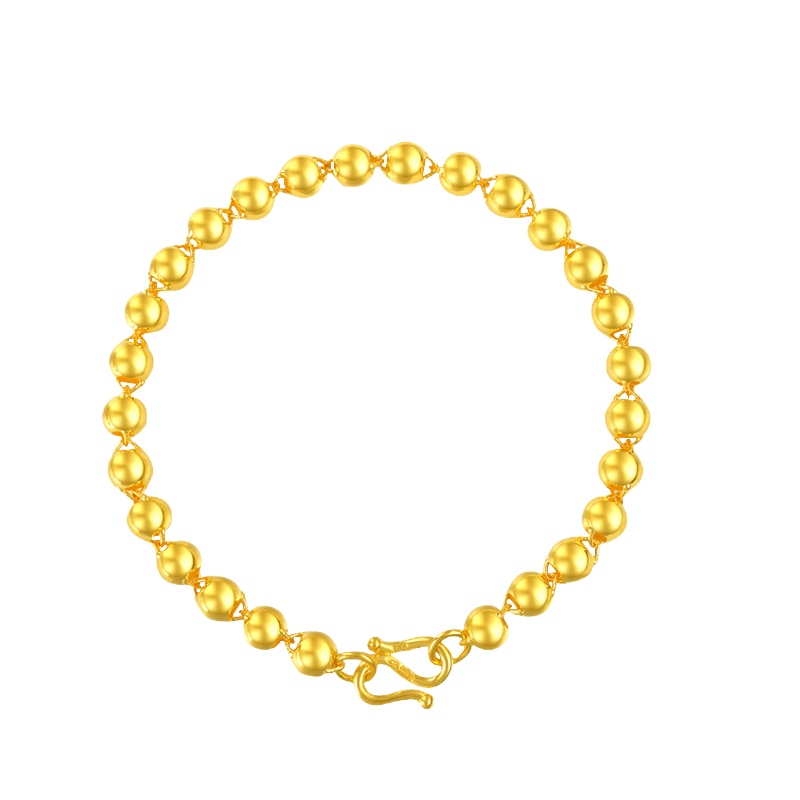 Letrange黄金光珠圆珠手链男女款 足金999时尚简约佛珠圆润转运珠黄金手链