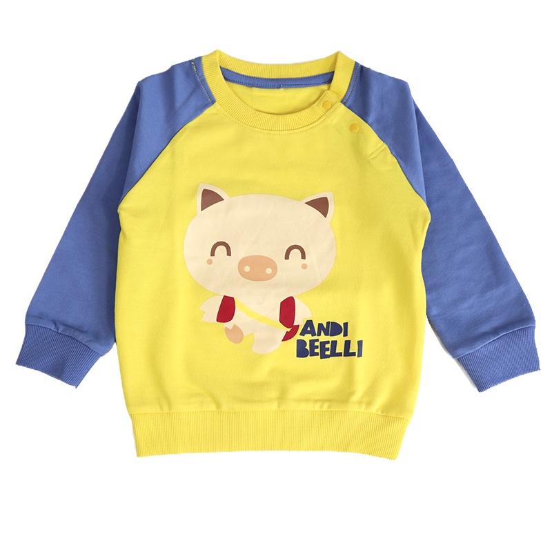 安笛贝乐新款中小童卫衣男女童套头圆领无帽上衣长袖运动纯棉印花潮80-120cm