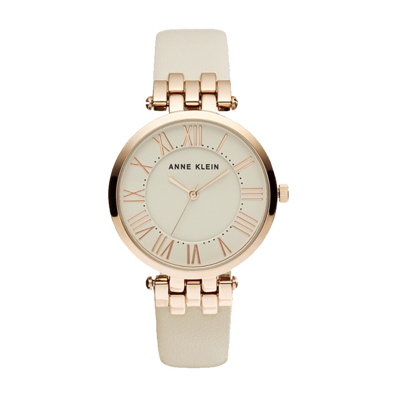 安妮克莱因（ANNE KLEIN）摩登复古系列牛皮表带复古罗马表盘石英女表AK/2618RGIV