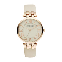 安妮克莱因（ANNE KLEIN）摩登复古系列牛皮表带复古罗马表盘石英女表AK/2618RGIV