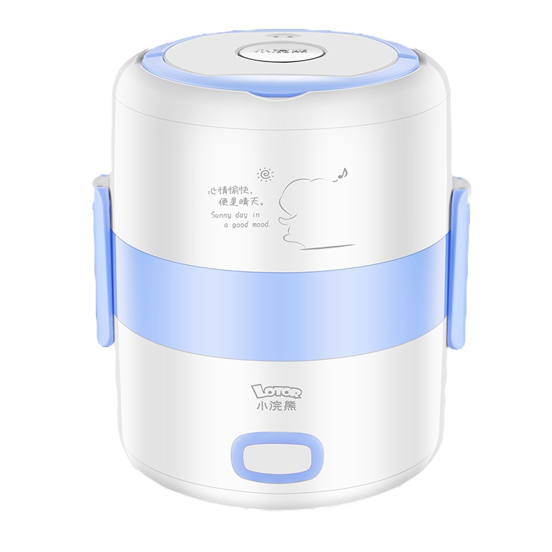 小浣熊HM-2018-L+CJ蓝色餐具款小浣熊电热饭盒保温可插电自动加热蒸煮热饭神器煮饭带锅煲上班族