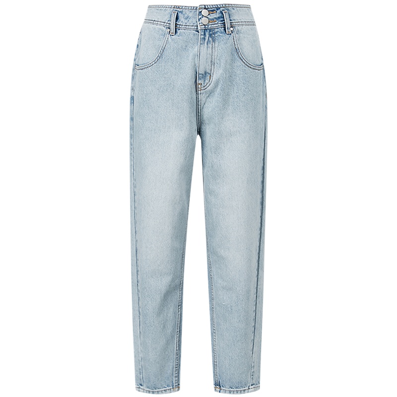 [2件2折价:55]MECITY女装冬季新款直筒休闲宽松高腰韩版牛仔裤女