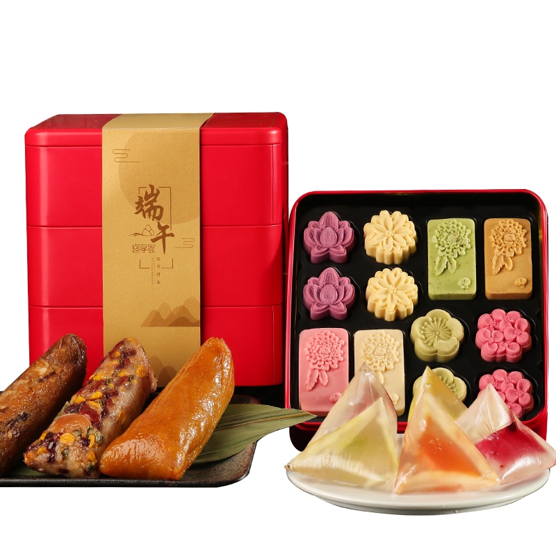 悠享时YOTIME 蛋黄鲜肉粽子礼盒 即食水晶粽八宝粽碱水粽多层组合装 桂花点心绿豆糕礼盒端午节伴手礼品