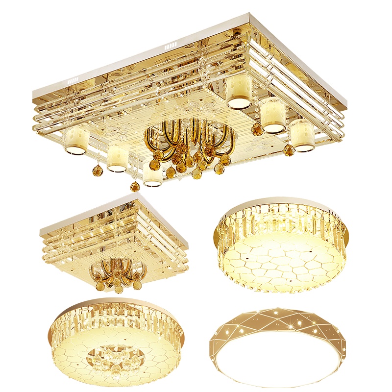Grevol品拓PINTUOLED吸顶灯水晶灯灯具套餐三室两厅客厅灯卧室灯长方形水晶灯简约现代吸顶灯组合灯具套餐25M2