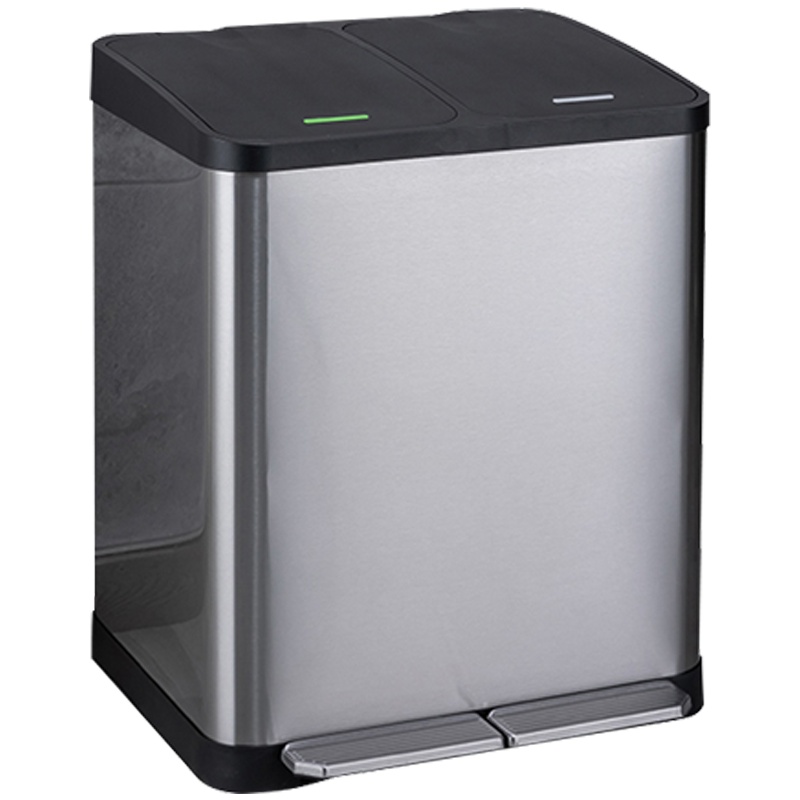 创世人 垃圾分类垃圾桶家用厨房环保家庭干湿不锈钢大号脚踏带盖双桶18L