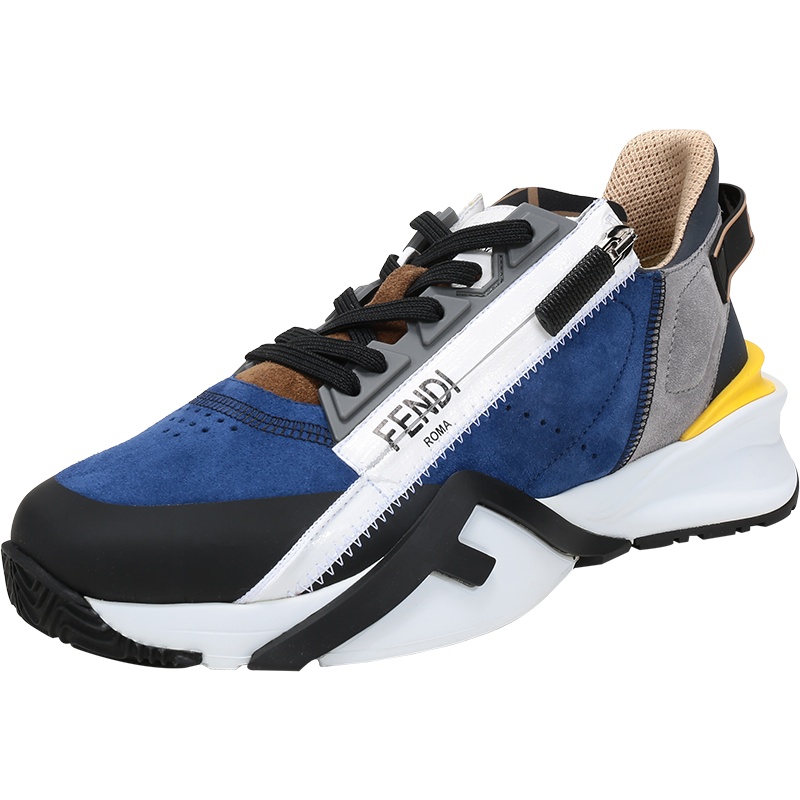 FENDI 男士 皮革等多种材质拼接系带休闲运动鞋 7E1392 TC0
