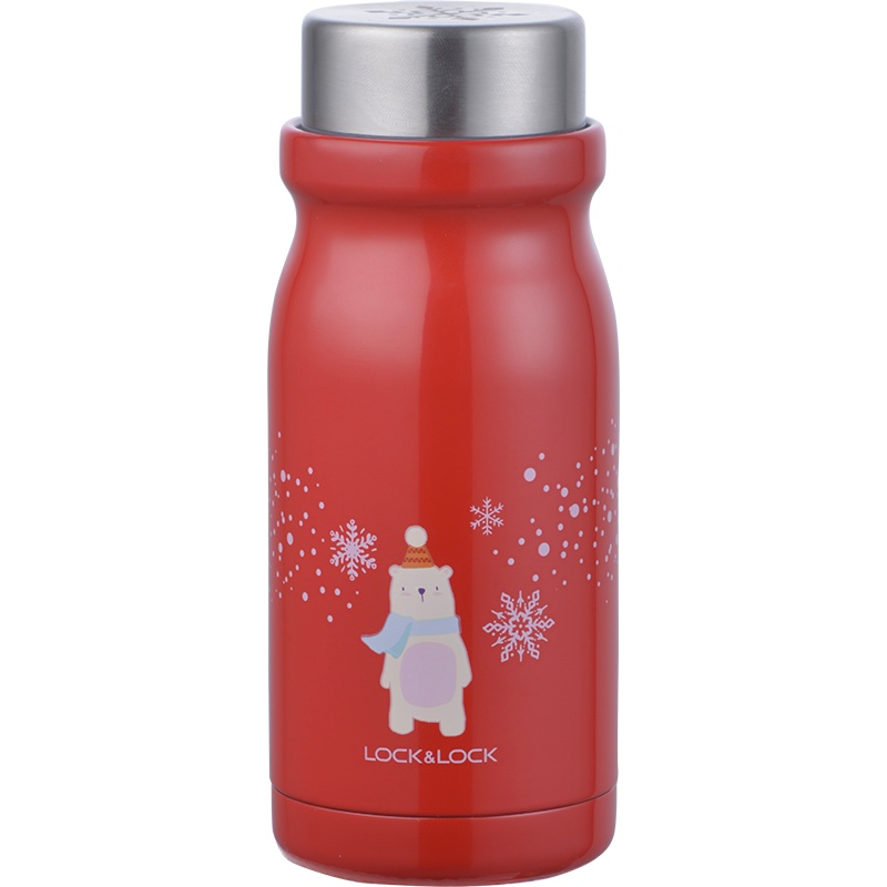 乐扣乐扣圣诞保温杯可爱牛奶316不锈钢水具杯便携男女情侣学生水壶茶杯