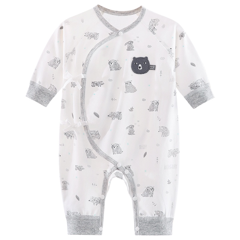 Aengbay新生儿无骨缝制和尚服婴儿初生秋0-3个月宝宝连体哈衣爬服