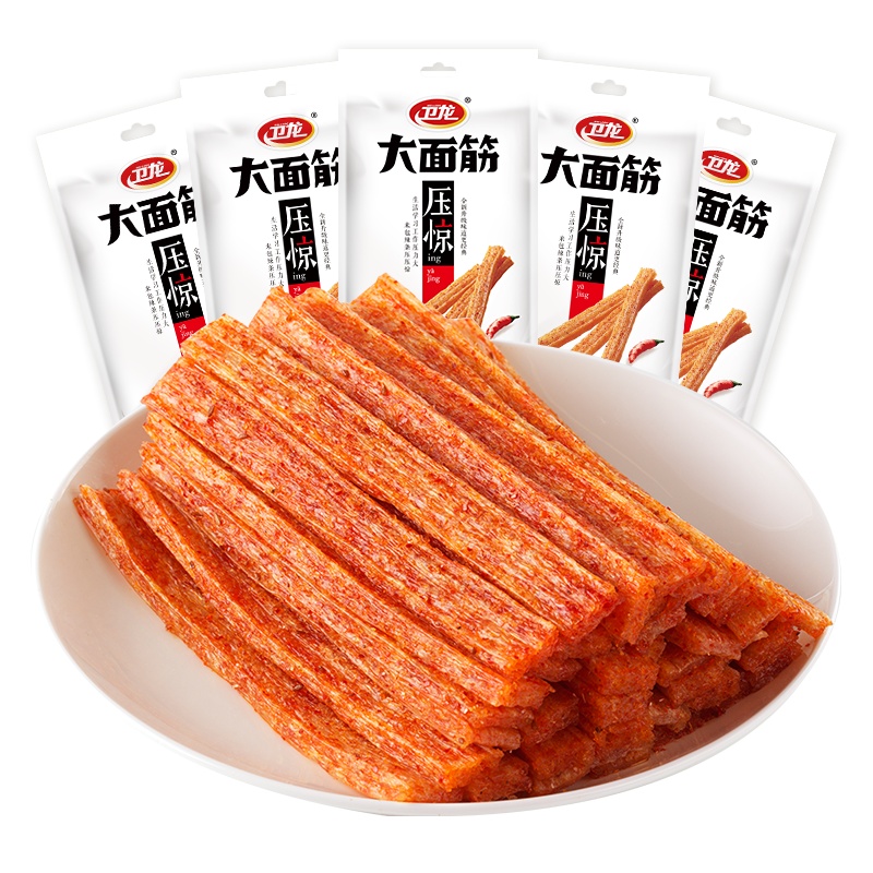 童年的味道卫龙辣条大礼包 卫龙香辣大面筋106g 辣条辣片大辣棒小辣棒魔芋爽麻辣休闲零食豆干