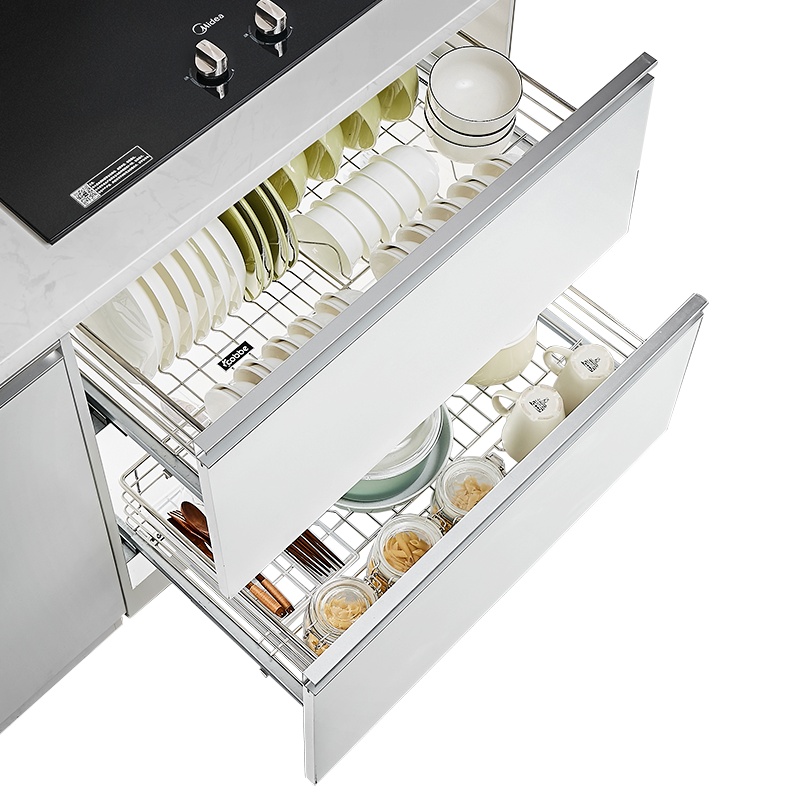 卡贝橱柜拉篮304不锈钢收纳架调味篮抽屉式厨房厨柜碗碟架双层碗碟架