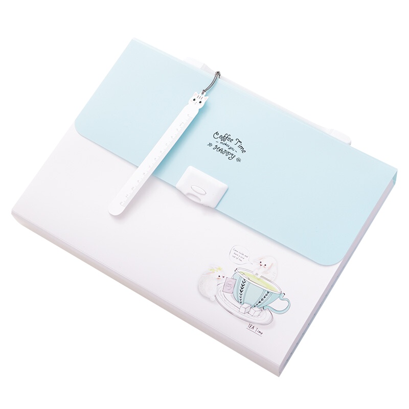 得力（deli）a4文件夹多层风琴包资料册分类学生用卷子试卷袋书夹子办公文具用品 小清新