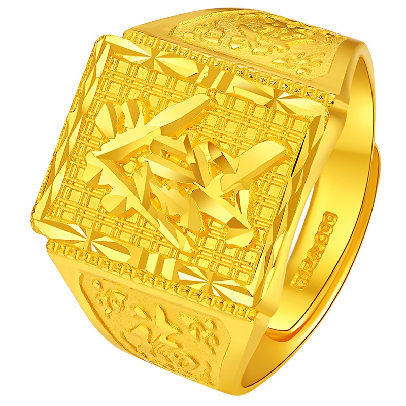 雅宝福 黄金戒指 财运亨达男士戒指 足金戒指