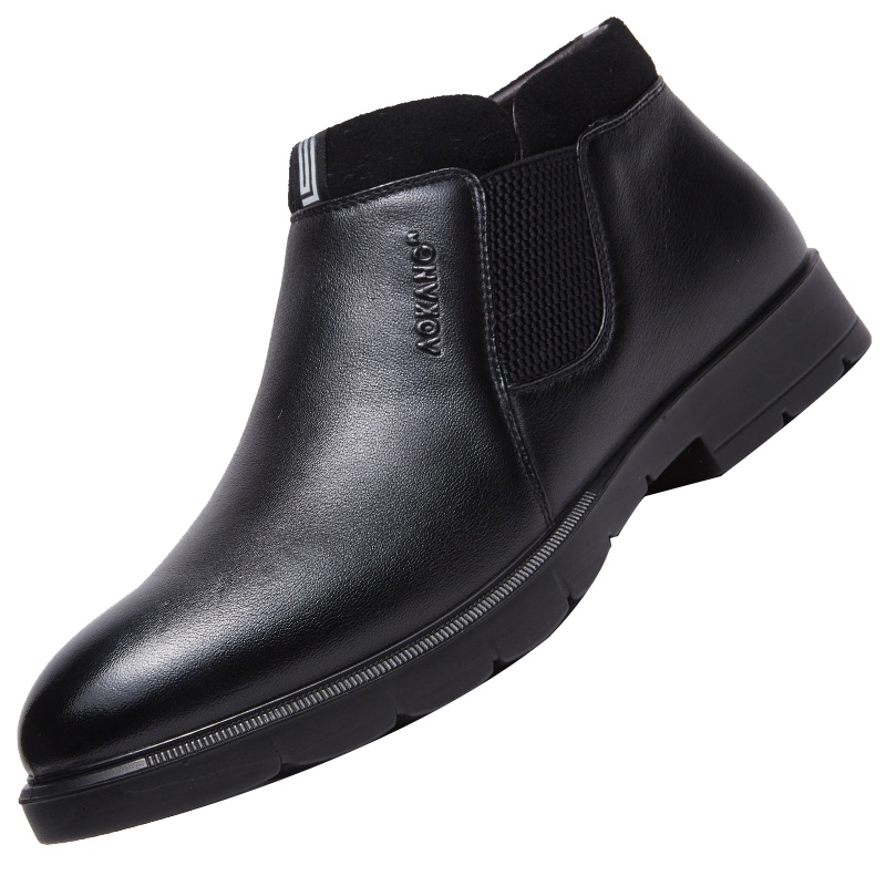 奥康棉鞋冬季商务休闲棉皮鞋保暖加绒厚底防滑套脚男鞋