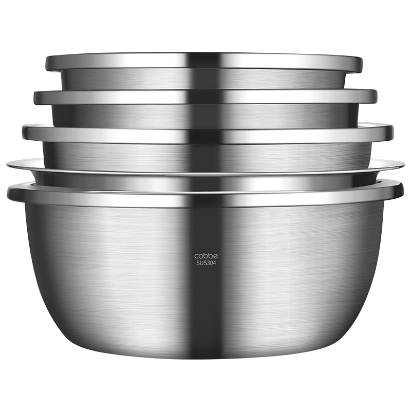 不锈钢盆304食品级盆子家用厨房和面打蛋沥水篮洗菜漏汤盆饭铁盆