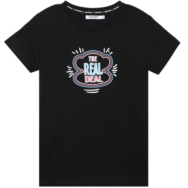 Paul Frank/大嘴猴 夏季简约基础百搭短袖女韩版圆领T恤