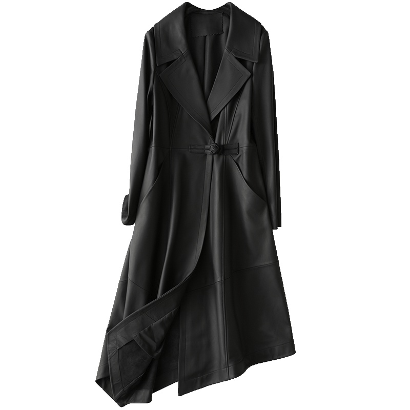 憨厚皇后 2019海宁春季新款海宁真皮皮衣长款绵羊皮女装大衣外套T