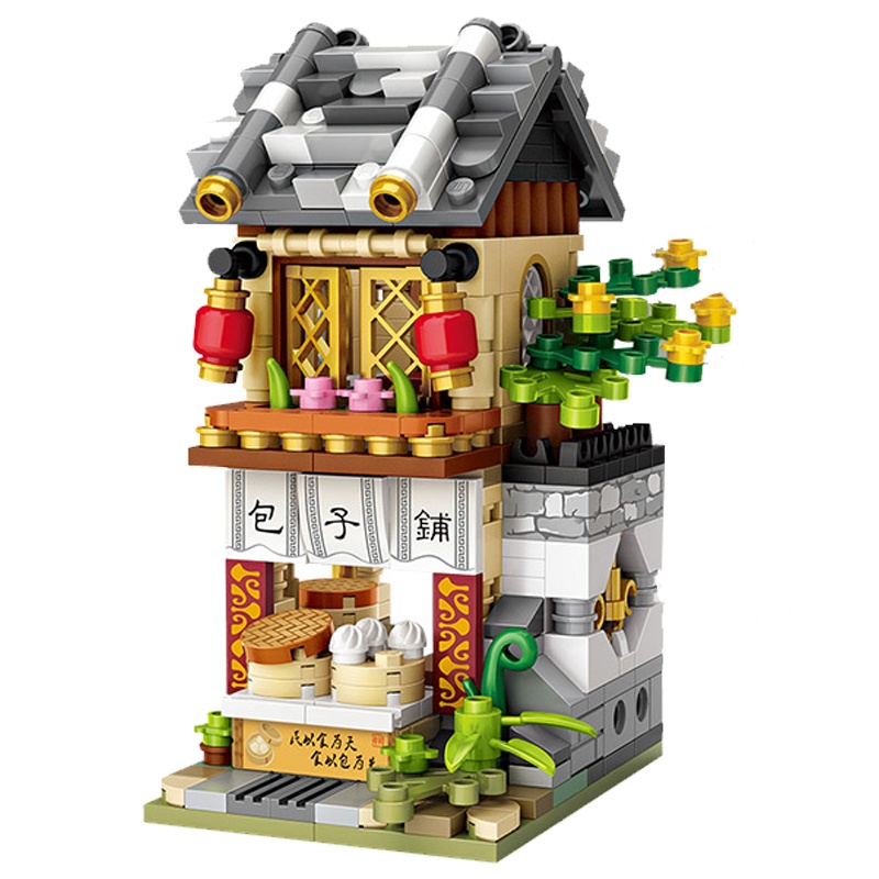 LOZ/俐智小颗粒拼装积木玩具益智迷你中华商业街景拼插国风商业街1722包子铺560颗粒