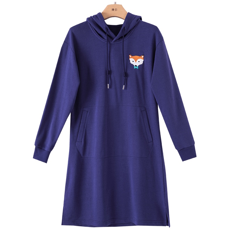 晚白2020秋冬新品休闲减龄时尚百搭连帽长袖卫衣裙打底裙连衣裙女