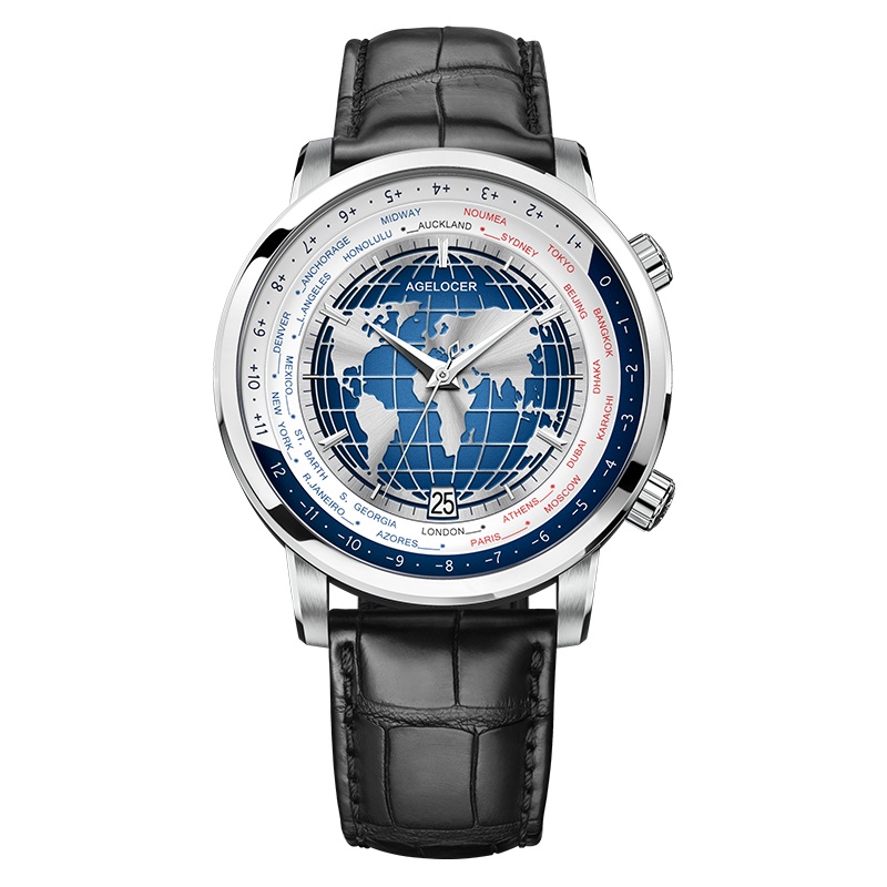 艾戈勒（agelocer）品牌手表 时尚多功能潮流机械表 男士世界时商务腕表 2019年新款 Bosch A5201