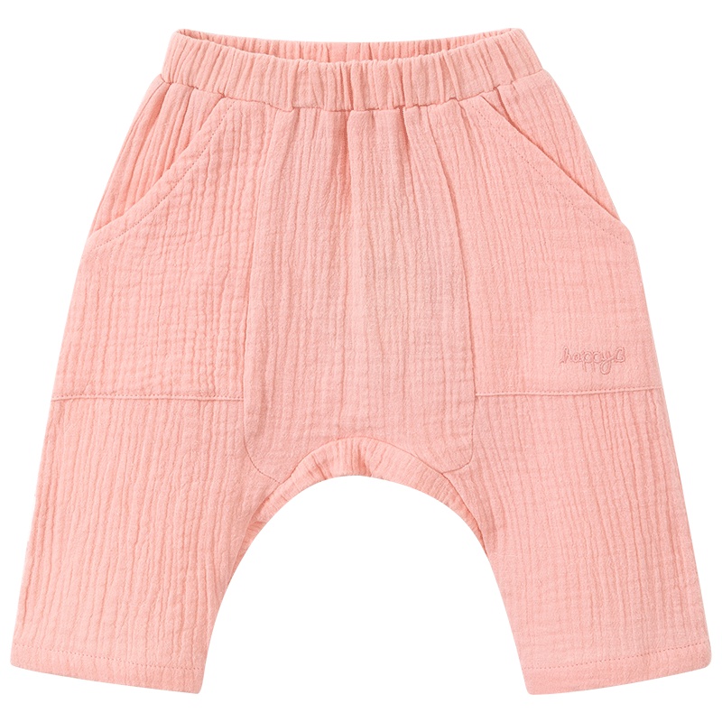 哈贝比婴儿衣服女宝宝裤子儿童大PP裤纱布纯棉防蚊裤7分灯笼裤