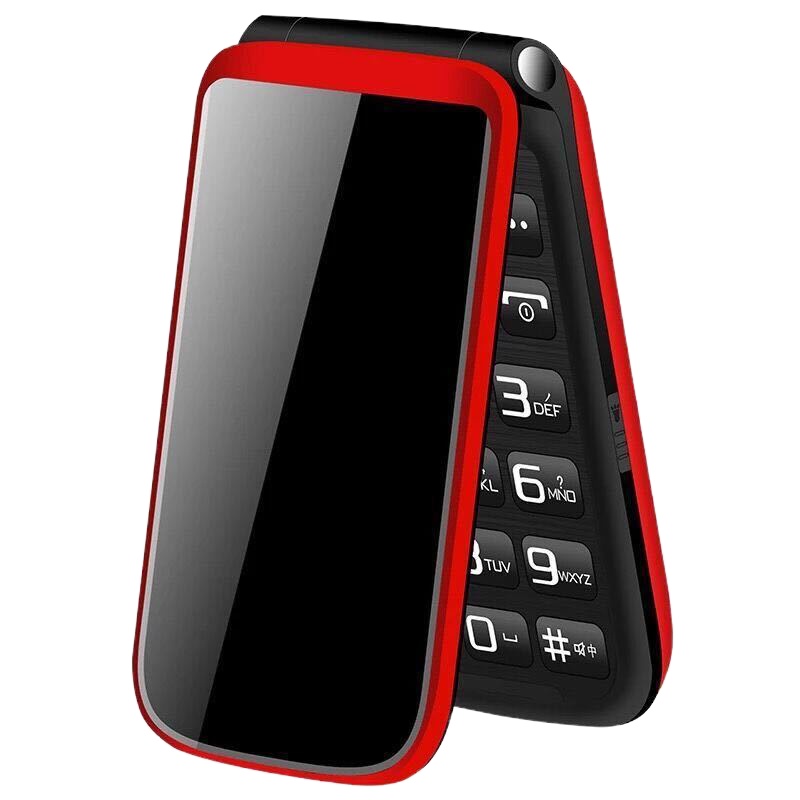 双屏翻盖老人手机大声大字老人机移动联通男女款天翼电信老年机Y6|单屏高配版红色 标配(单电池)