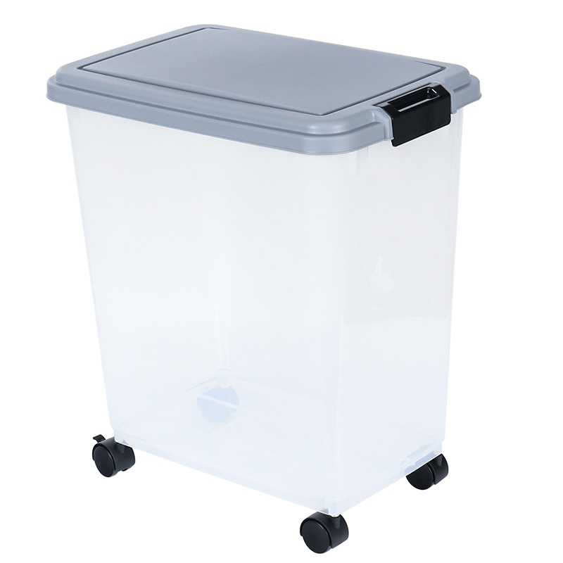 拜杰米桶密封家用防虫防潮米桶30斤装翻盖透明可视储米箱带滑轮米缸30斤装小号米桶