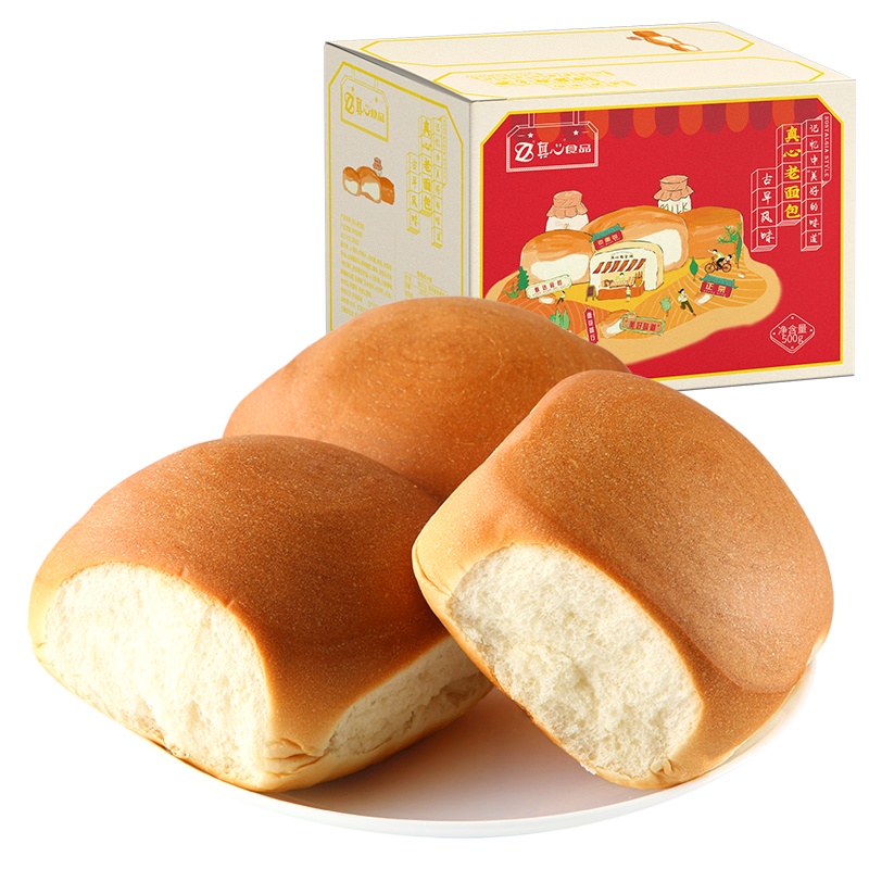 真心传统老面包500g*1箱麦香味老式手撕面包营养早餐面包整箱批发零食XM