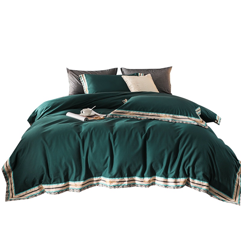 天琴 黛绿长绒棉数码双拼套件床上用品四件套TQ-T134