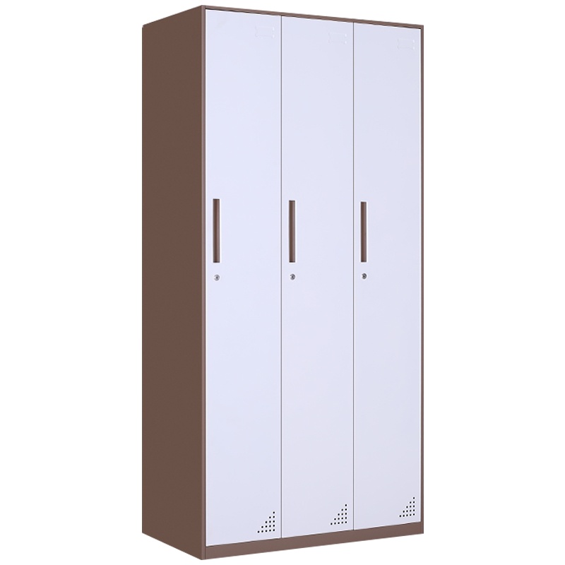 震海咖套白三门更衣柜储物柜鞋柜员工存包柜钢制办公柜类更衣柜衣柜 家用三门衣柜