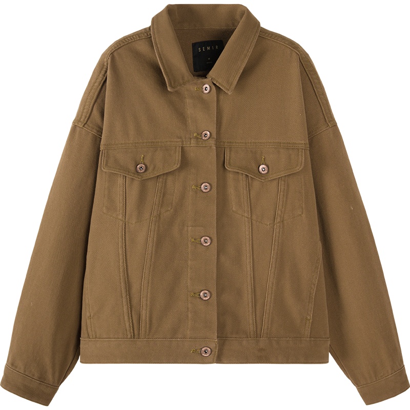 Semir森马外套女2019新款秋季韩版宽松复古港味工装原宿风短款上衣夹克