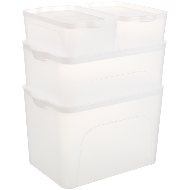 居物志带盖收纳盒桌面杂物化妆品整理盒可叠加塑料储物盒整理筐