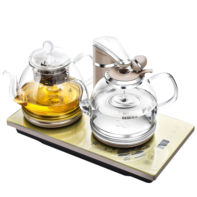 新功（SEKO） 全自动上水电热水壶 家用电茶炉 高硅玻璃茶艺壶喷淋式煮茶壶花茶壶烧水壶