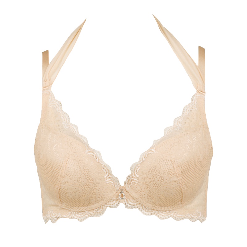 古今3/4上薄下厚杯赠挂脖肩带深聚拢美背文胸罩内衣女0E863