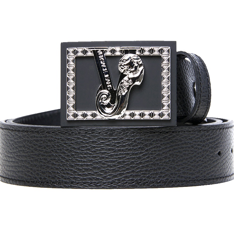 Versace Jeans范思哲男款VJ男士腰带商务休闲金属logo皮带X