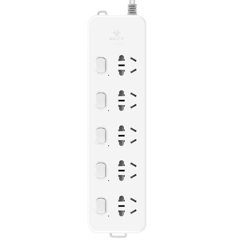 公牛(BULL)新国标插座/插线板/插排/排插/接线板/拖线板 5位分控全长5米 超功率保护插座 GN-312