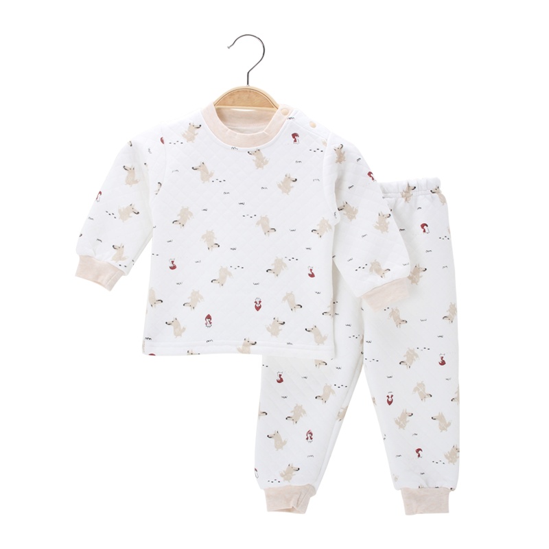 [100元2套]小马波迪儿童三层夹棉保暖内衣套装男童女宝宝秋衣秋裤加厚纯棉冬婴儿睡衣